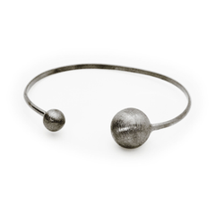 Black Satin Globes Cuff Bangle