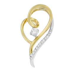 Espira 10K Two-Tone Gold 1/6 CTTW Round Cut Diamond Layers of Love Pendant Necklace (J-K, I1-I2)