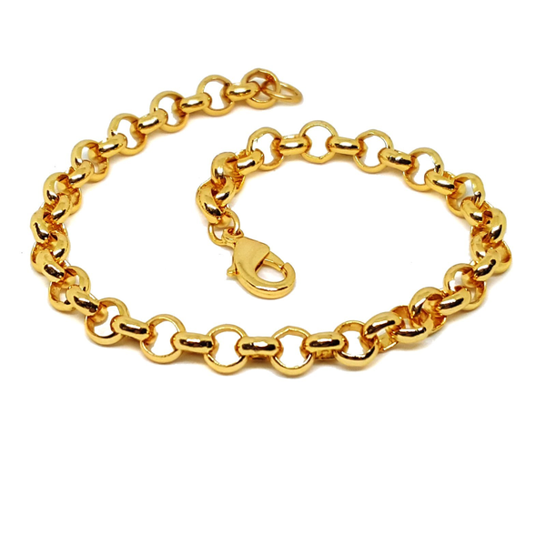 (1-0845-h5) Gold Plated Rolo link Bracelet, 7mm.