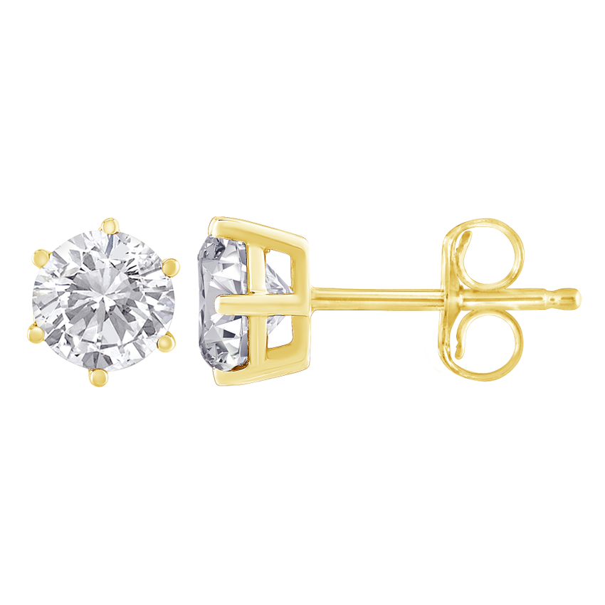 14K Yellow Gold 0.2 CTTW Champagne Color Diamond Stud Earrings (J-K, I2-I3)