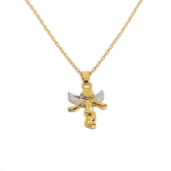 (1-2215-1868-h4) Gold Filled Two tone Angel Necklace, 18"
