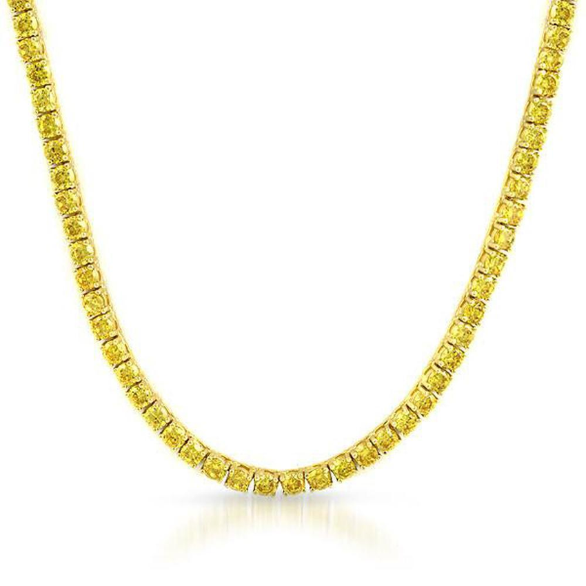 .925 Sterling Silver 3MM Yellow CZ Tennis Chain Gold