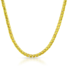 .925 Sterling Silver 3MM Yellow CZ Tennis Chain Gold