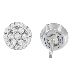 14k White Gold 1/2ct TDW Floral Cluster Diamond Stud Earrings (H-I, I1-I2)