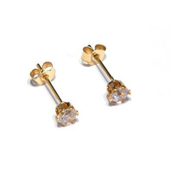 (1-1079-h5) Gold Overlay CZ Stud, 3mm