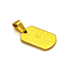 (4-2013-h9-2) Gold Plated Stainless Steel Padre Nuestro (Our Father) Pendant, 1".