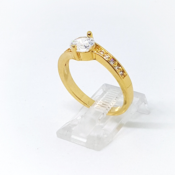 1-3102-h22 Gold Overlay Solitaire CZ Ring. (3 colors available)