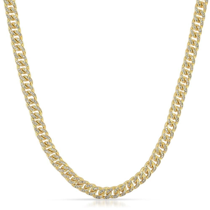 .925 Silver 6MM CZ Bling Bling Gold Cuban Links Chain