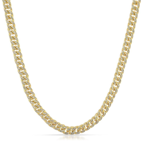 .925 Silver 6MM CZ Bling Bling Gold Cuban Links Chain