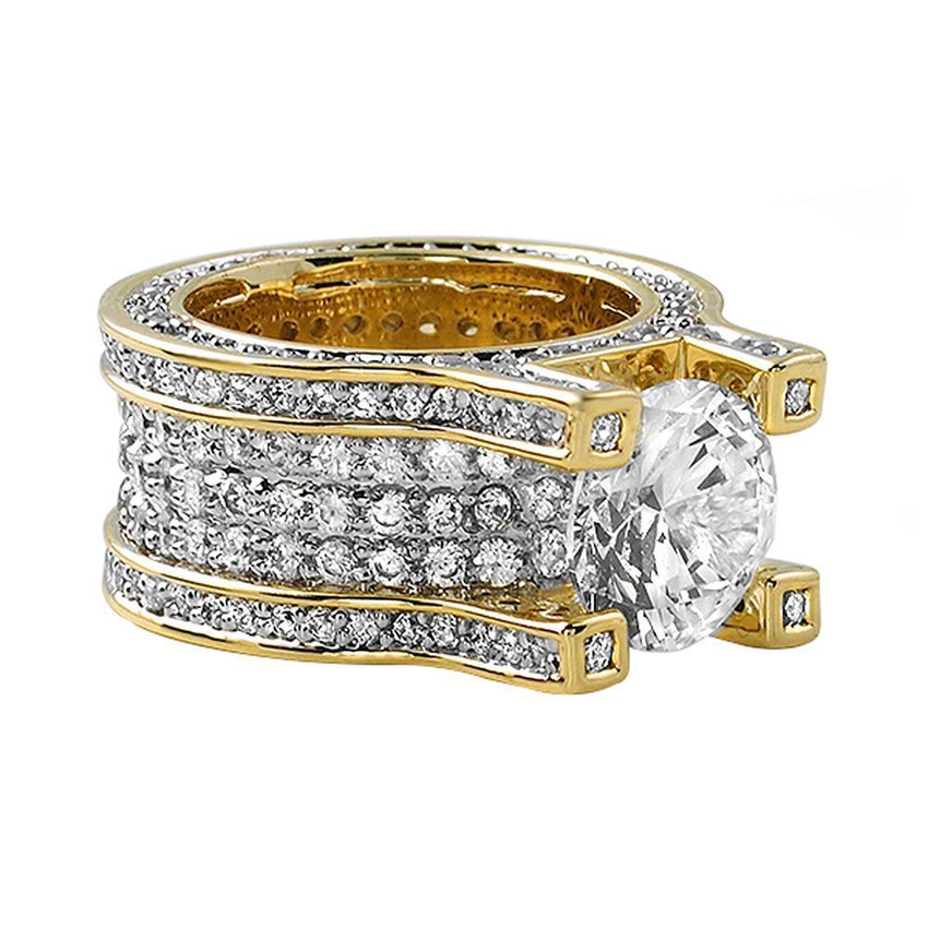 Gold Baller Solitaire Eternity CZ Ring