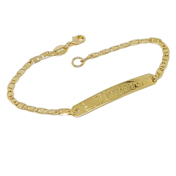 (1-0963-h5) Gold Overlay Kid's "Amor" ID Bracelet, 6-1/2".