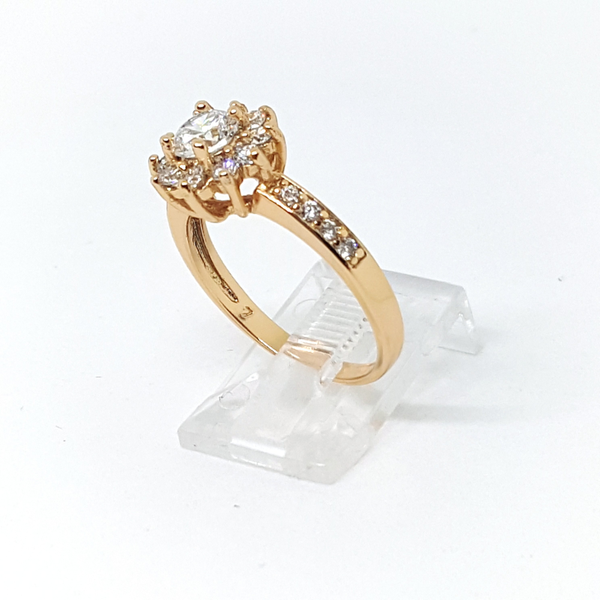 1-3104-h2 Gold Plated Solitaire Flower CZ Ring.