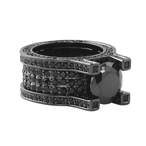 Baller Solitaire Eternity Black Ring