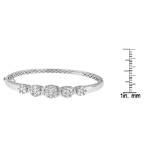 14K White Gold 2 1/2 ct. TDW Round-Cut Diamond Floral Bangle Bracelet (H-I,SI1-SI2)