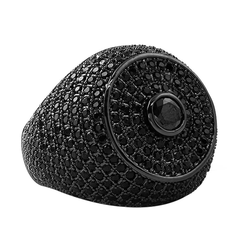 Black Radiant Halo CZ Ring