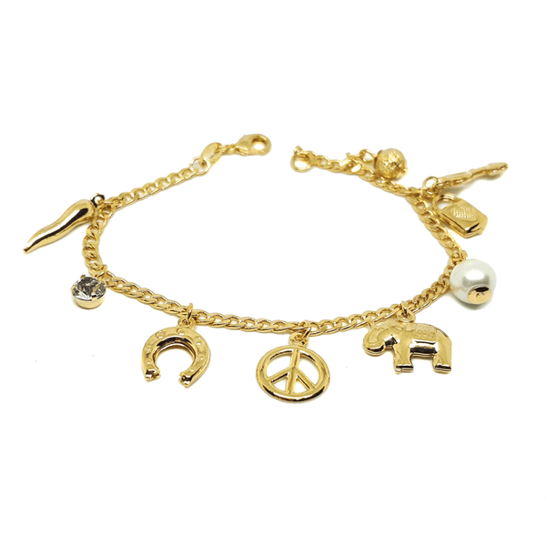 (1-0553-h7) Gold Filled Charm Bracelet, 7-1/2".