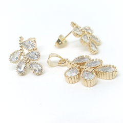 1-6420-h1 Gold Overlay CZ Fruit Vine Earring and Pendant Set.