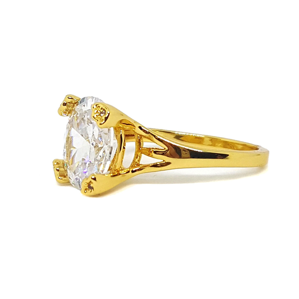 (MRIN-618-H6-3) 18kt Gold Overlay Solitaire Ring.