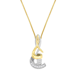 Espiara 10K Two-Tone Gold 1/10 CTTW Diamond Spiral Pendant Necklace (J-K, I2-I3)