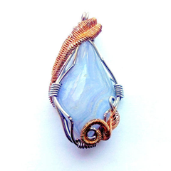 Blue Lace Agate Necklace - Gold & Silver