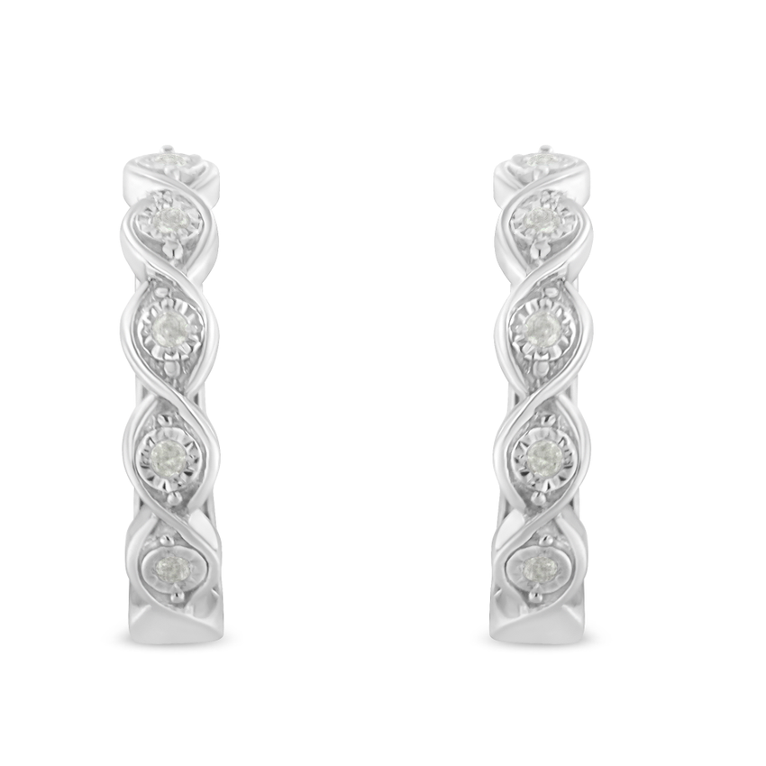 Sterling Silver 0.1ct TDW Rose-cut Diamond Hoop Earring (I-J,I3-Promo)
