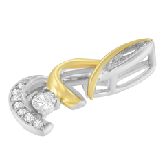 Espiara 10K Two-Tone Gold 1/10 CTTW Diamond Spiral Pendant Necklace (J-K, I2-I3)