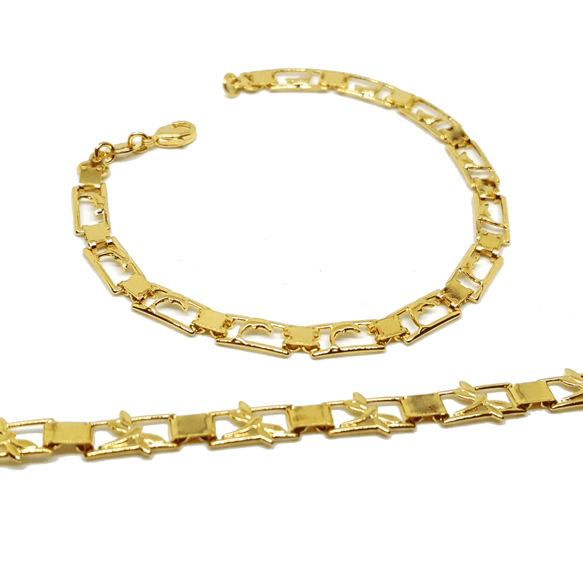 (1-0591-h7) Gold Filled Dolphin and Dragonfly bracelet.