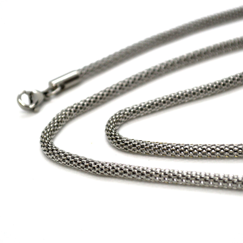 (4-3149-h9) Stainless Steel Round Mesh Chain, Unisex.