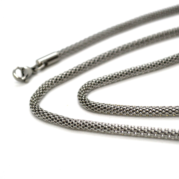 (4-3149-h9) Stainless Steel Round Mesh Chain, Unisex.