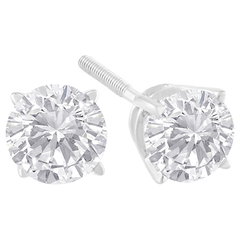14k White Gold 1ct. TDW Solitaire Diamond Stud Earrings (G-H,I1-I2)