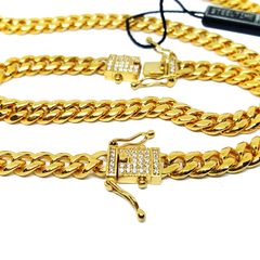 (4-60xx-3-h4) Gold Over Stainless Steel Cuban Link with Iced Superior Lock.