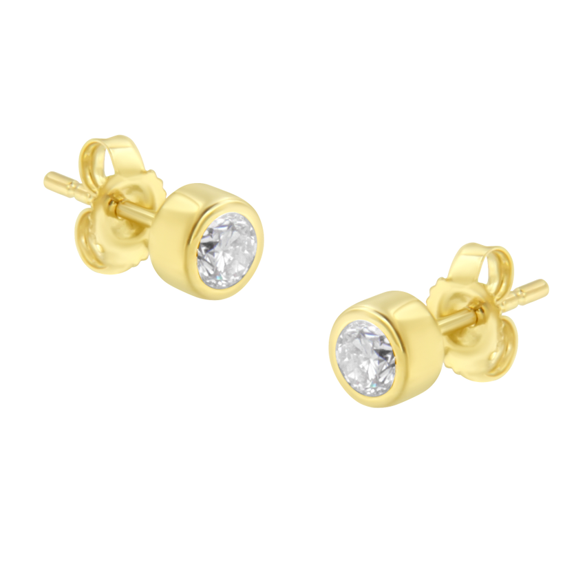 10K Yellow Gold 1/3ct. TDW Diamond Bezel Stud Earrings (H-I,SI2-I1)