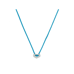 Teal Kindred Cord Mini Heart Choker Necklace (Gold)