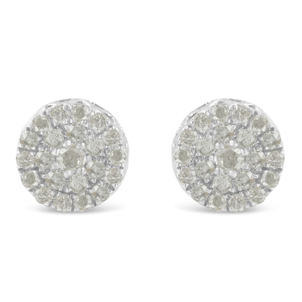 10K White Gold 1ct TDW Diamond Cluster Stud Earrings (I-J, I2-I3)