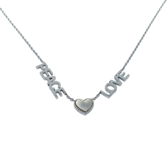 (4-60XX-1-H4) Stainless Steel Peace Love Necklace. 2 Finishes Available.
