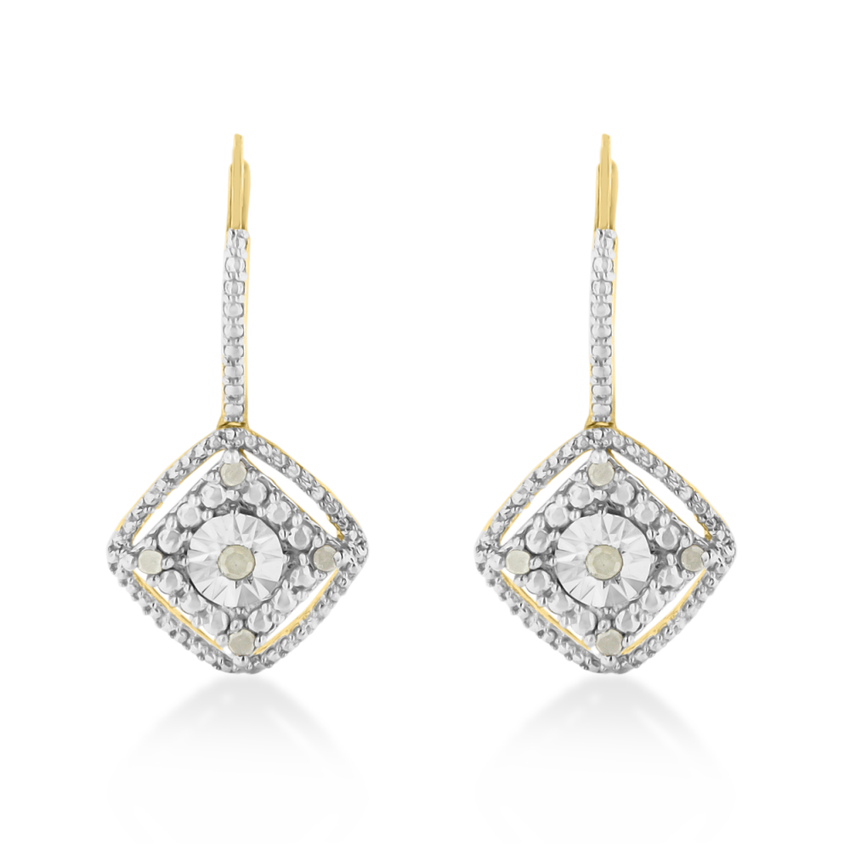Yellow Plated Sterling Silver 0.25ct TDW Rose Diamond Dangle Earring (I-J,I2-I3)