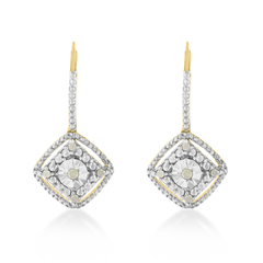 Yellow Plated Sterling Silver 0.25ct TDW Rose Diamond Dangle Earring (I-J,I2-I3)
