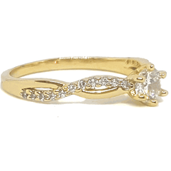 (1-3104-h6-3) 18kt Gold Overlay CZ Solitaire with CZ Swirl Ring.
