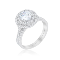 Pave Round Wedding Ring Set