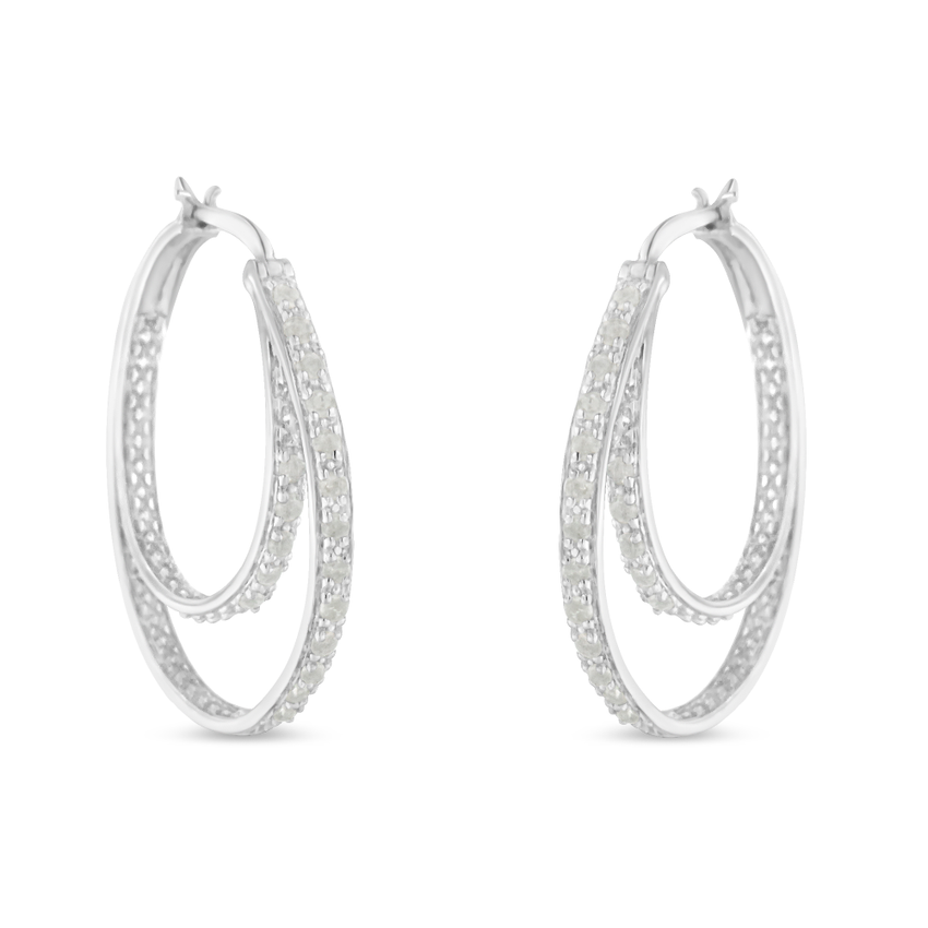 Sterling-Silver 1/2ct TDW Diamond Hoop Earrings (I-J, I3-Promo)