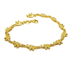 (1-0522-h7) Gold Overlay Elephants Bracelet, 7-1/2".