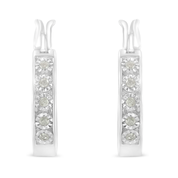 Sterling Silver 1/10ct TDW Rose cut Diamond Hoop Earrings (I-J, I3-Promo)