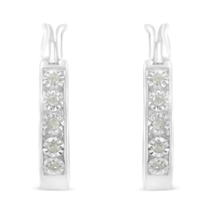 Sterling Silver 1/10ct TDW Rose cut Diamond Hoop Earrings (I-J, I3-Promo)