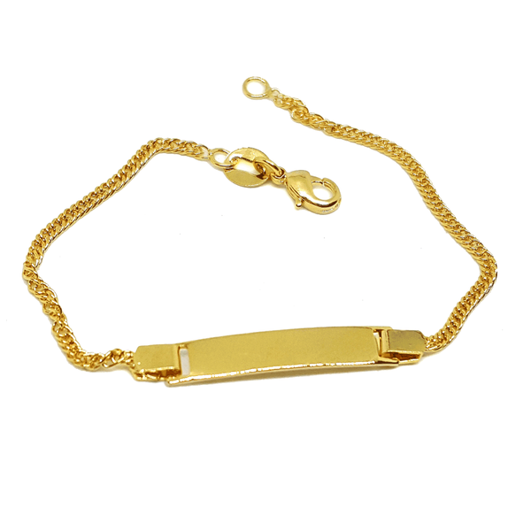(1-0887-h8) Gold Overlay Kids Singapore Link ID Bracelet, 6-1/2".