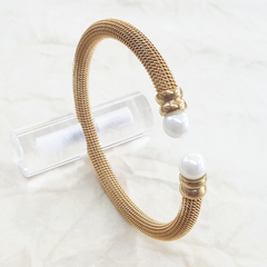 4-5001-h2 Gold Plated Over Steel Balance Bangle with Pearls.