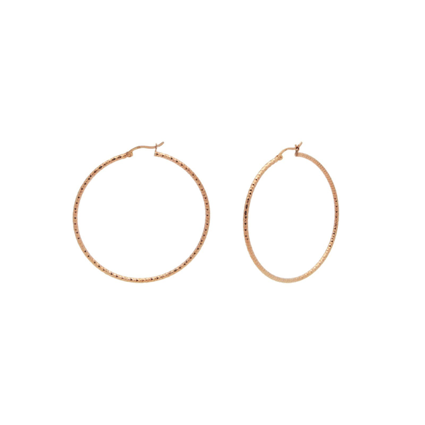 Small Diamond Cut Rose Hoop Earrings