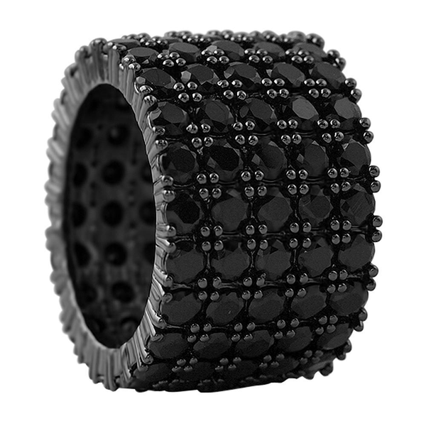 Fat 5 Row 360 Eternity Black Ring