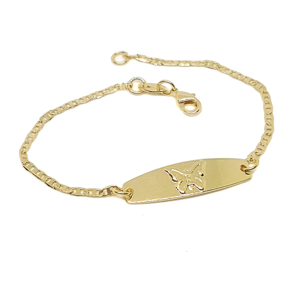 (1-0964-B-h5) Gold Filled Girl's Butterfly ID Bracelet, 6".