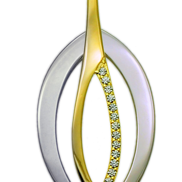 Contemporary Silver and Gold Drop Pendant