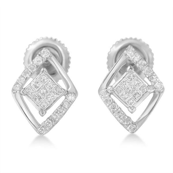 10k White Gold 1/3ct TDW Composite Multi Diamond Stud Earrings (I-J, I1-I2)